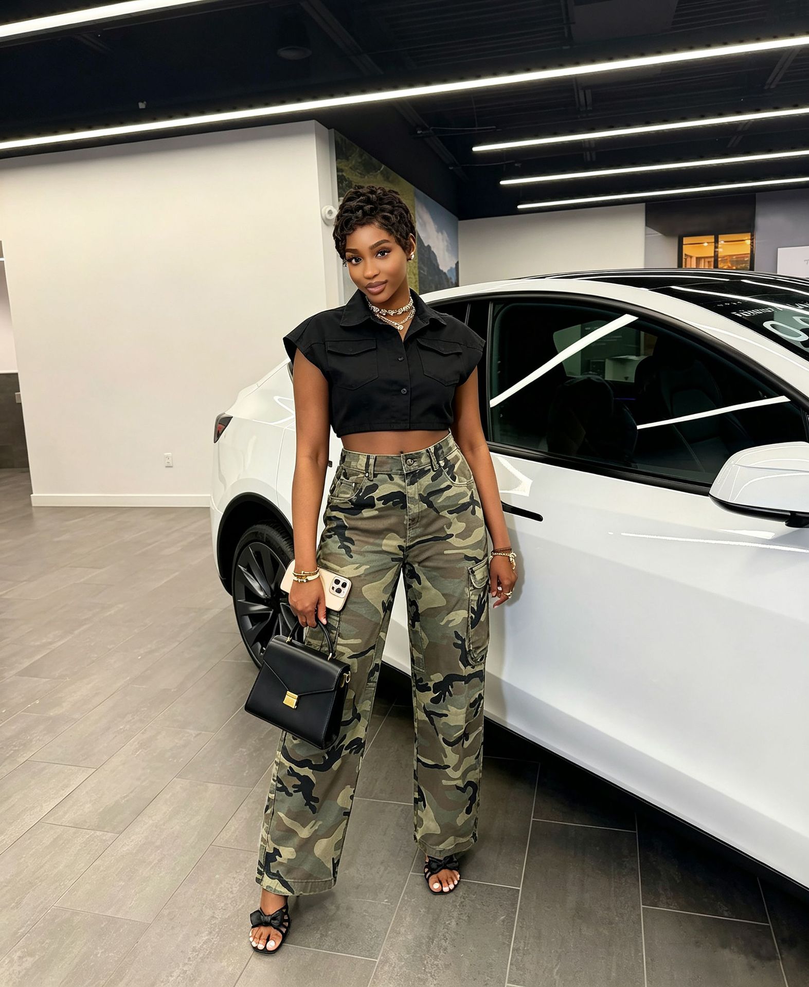 Camouflage Cargo Denim Pants for Casual Streetwear