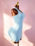 Women Halter Neck Stretch Backless Bodycon Dress