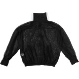 Women Summer Frog Button Sexy See‑Through Patchwork Top