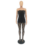 Women Sexy Mesh Top & Tights Two Piece Set