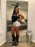 Women Casual Sleeveless Top and Polka Dot Shorts Two Piece Set
