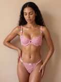 Women's Sexy Mesh Floral Embroidered Lingerie Bra Set with Double Straps
