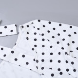 Women Polka Dot Halter Neck V Neck Top