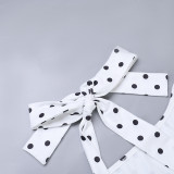 Women Polka Dot Halter Neck V Neck Top