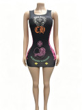 Women Printed Sleeveless Bodycon Mini Dress