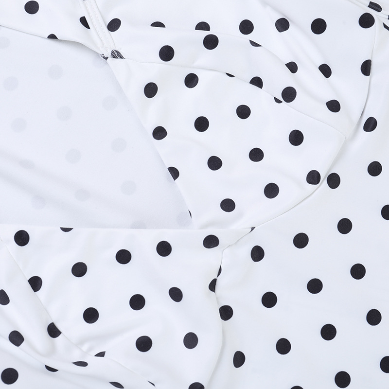 Polka Dot Halter V-Neck Top for Casual Wear