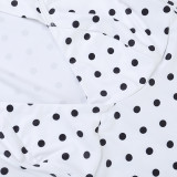 Women Polka Dot Halter Neck V Neck Top