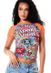 Women Multi‑Color Floral Short Sleeve Color Block Raglan Printed T‑Shirt Crop Top