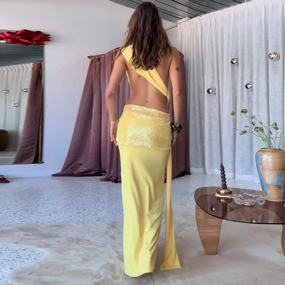 One-Shoulder Backless Dress for Summer Parties