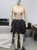 Women Spring Summer Elastic Ruched Midi Skirt