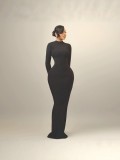 African Women Sexy Backless High Neck Formal Party Bodycon Maxi Dress