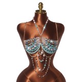 Women Multi‑Color Beaded Body Chain Sexy Bra Beaded Vest Top