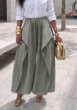 Women Casual Fake Two‑Piece Wide Leg Pants