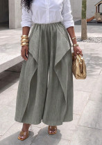 Women Casual Fake Two‑Piece Wide Leg Pants Women Casual Fake Two‑Piece Wide Leg Pants