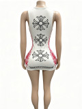 Women Printed Sleeveless Bodycon Mini Dress