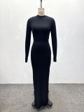 African Women Sexy Backless High Neck Formal Party Bodycon Maxi Dress