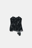 Women Lace Patchwork Sexy Strapless Backless Bralette Top
