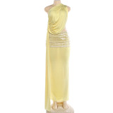 Women Summer Sexy One Shoulder Slash Shoulder Backless Dress