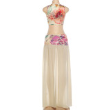 Women Summer Patchwork Sleeveless Backless Dress