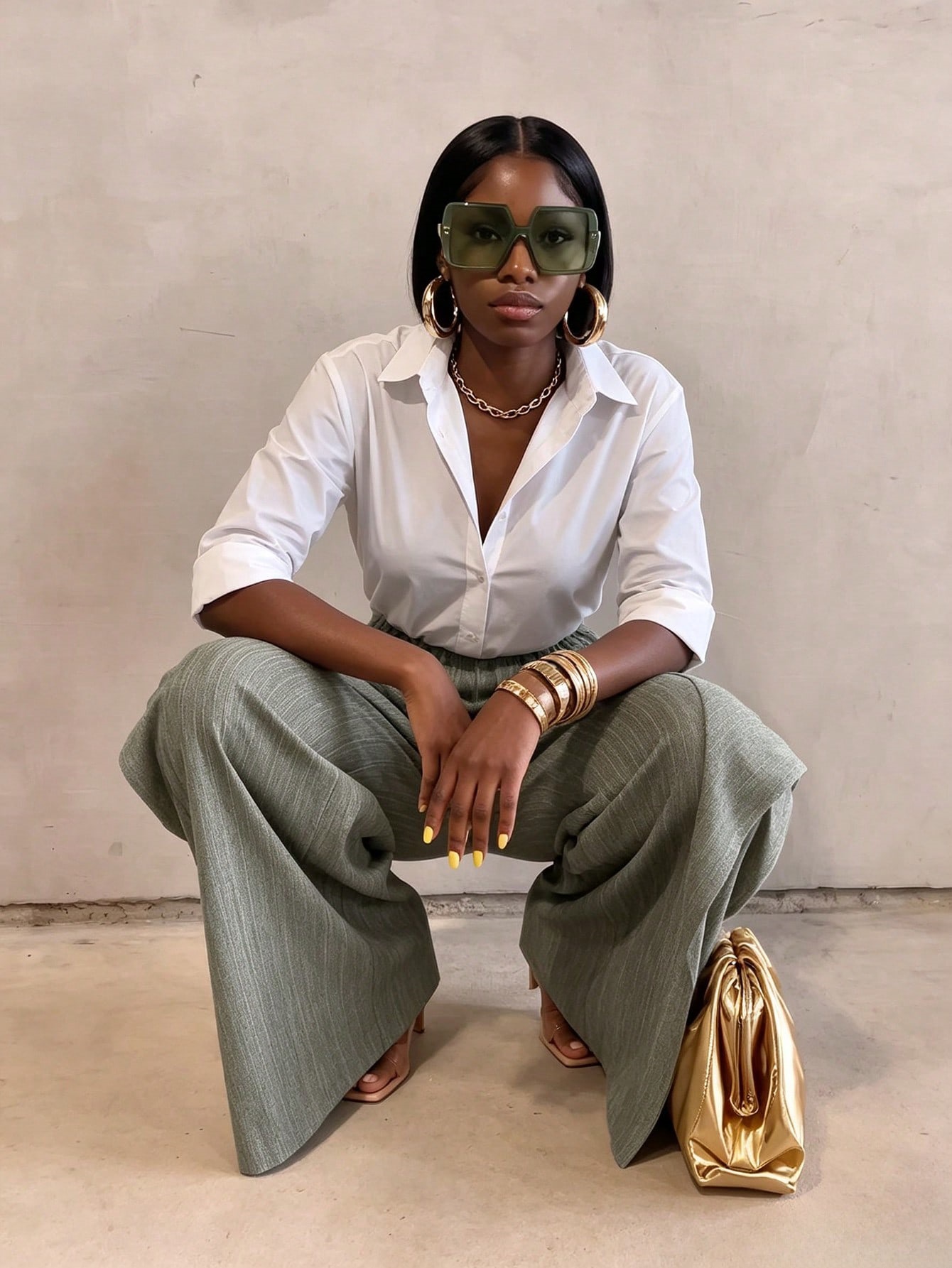 Faux Two-Piece Wide Leg Pants for Casual Wear