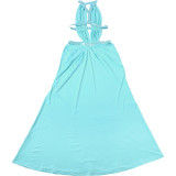 Women Summer Sexy V‑Neck Ruched Patchwork Dress