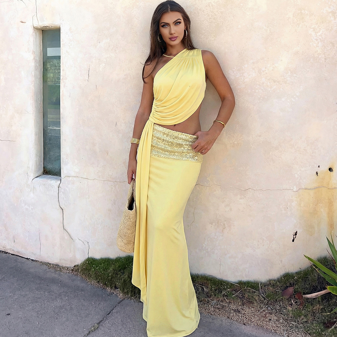 One-Shoulder Backless Dress for Summer Parties