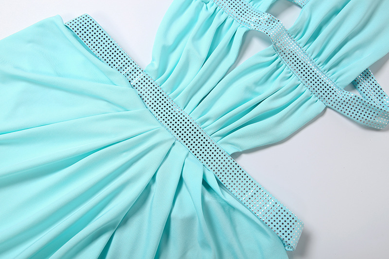V-Neck Ruched Patchwork Dress for Summer Parties