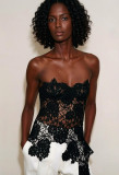 Women Lace Patchwork Sexy Strapless Backless Bralette Top