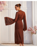 Women Summer Lace Mesh Tie‑Up Bell Sleeve See‑Through Robe