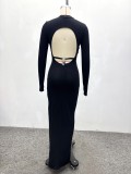 African Women Sexy Backless High Neck Formal Party Bodycon Maxi Dress