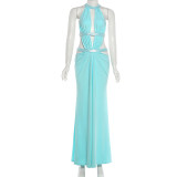 Women Summer Sexy V‑Neck Ruched Patchwork Dress