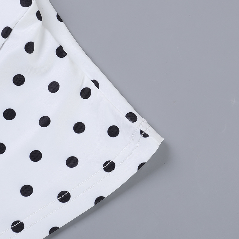 Polka Dot Halter V-Neck Top for Casual Wear