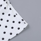 Women Polka Dot Halter Neck V Neck Top