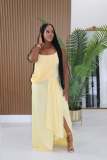 Women Casual Draped Ruched Slit Stretchy Bodycon Maxi Dress