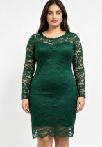 Women's Plus Size Sexy Lace Long-Sleeve Formal Party Dress Women's Plus Size Sexy Lace Long-Sleeve Formal Party Dress