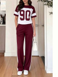 Spring/Summer Women's Fashion Casual Short-Sleeve T-shirt and Pants Two-Piece Set