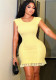 Women's Elegant Round-Neck Lace Patchwork Slim-Waist Slim-Fit Knitted Mini Dress