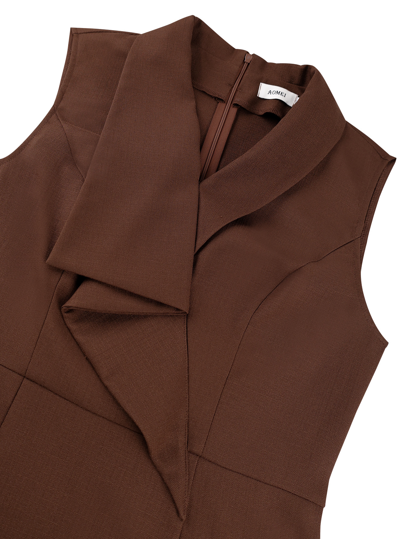 Sleeveless Suiting-Fabric Ruffle Bodycon Dress for Career Wear