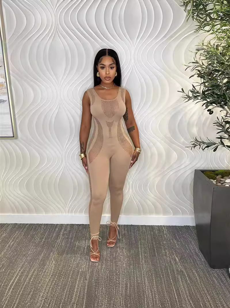 Cutout Sleeveless High-Waist Jumpsuit for Summer Clubwear