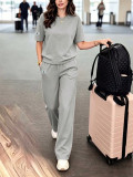 Spring/Summer Women's Fashion Casual Short-Sleeve T-shirt and Pants Two-Piece Set