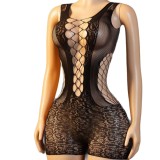 Women's Plus Size Sexy Leopard Print Cutout Fishnet Bodysuit