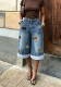 Women's Embroidered Plaid Patchwork Wide-Leg Cropped Denim Pants
