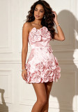 Women's Luxury Strapless Floral Patchwork Sexy Formal Party Mini Dress