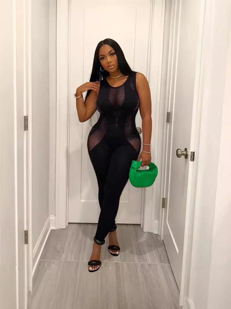 Cutout Sleeveless High-Waist Jumpsuit for Summer Clubwear