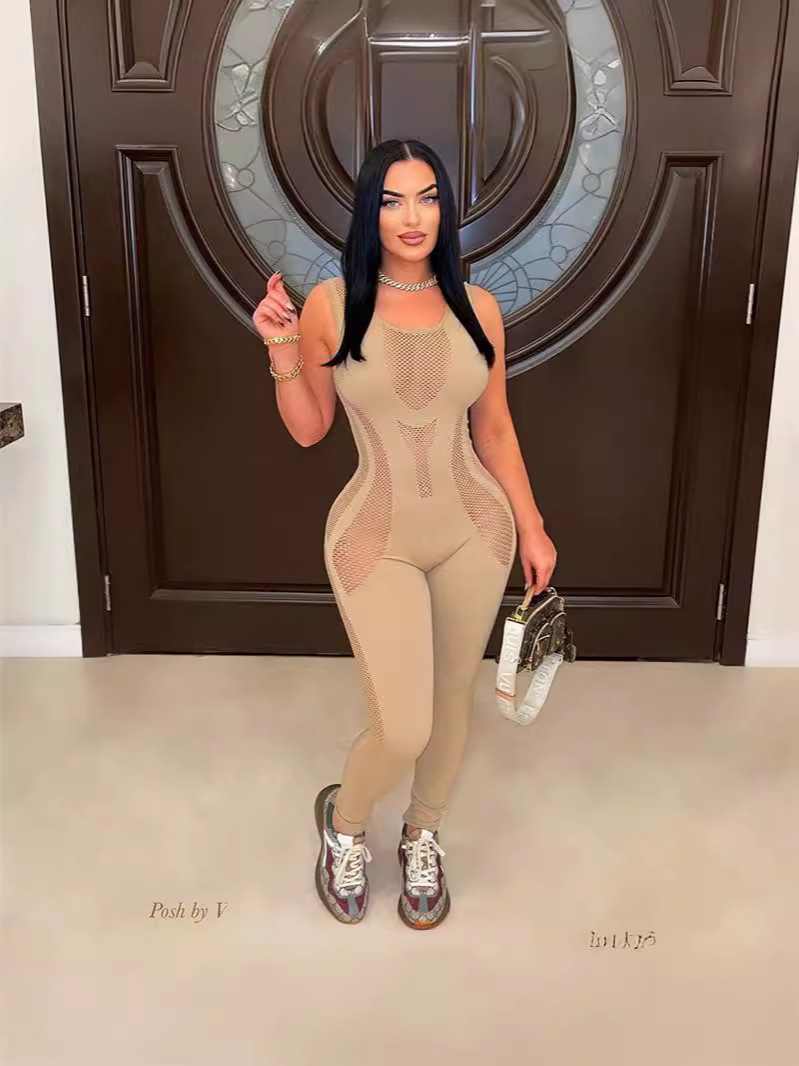 Cutout Sleeveless High-Waist Jumpsuit for Summer Clubwear
