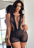 Women's Plus Size Sexy Leopard Print Cutout Fishnet Bodysuit