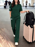Spring/Summer Women's Fashion Casual Short-Sleeve T-shirt and Pants Two-Piece Set