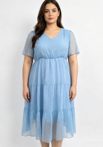 Women's Summer Plus Size V-Neck Short-Sleeve Casual Dress Women's Summer Plus Size V-Neck Short-Sleeve Casual Dress
