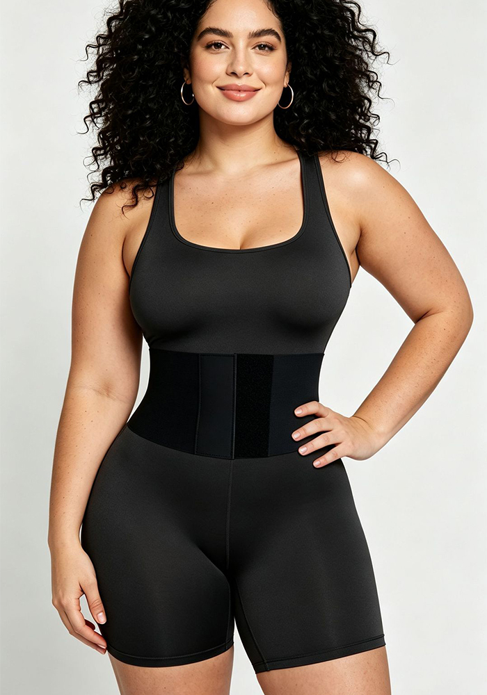 Lace-Up Sweat Waist Trainer Fitness Romper for Activewear