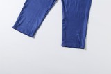 Women's Summer Slim-Fit Fashion Turndown-Collar Short-Sleeve Letter-Print T-Shirt and Knee-Length Shorts Set